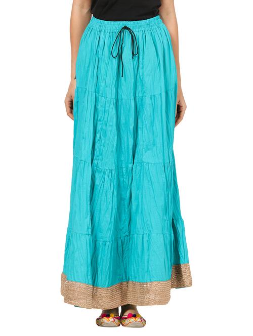 light blue cotton maxi skirt - 12810346 - Very Small Image - 1