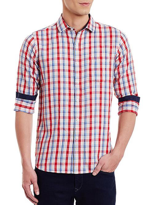 red cotton casual checked shirt - 12811782 - Very Small Image - 1