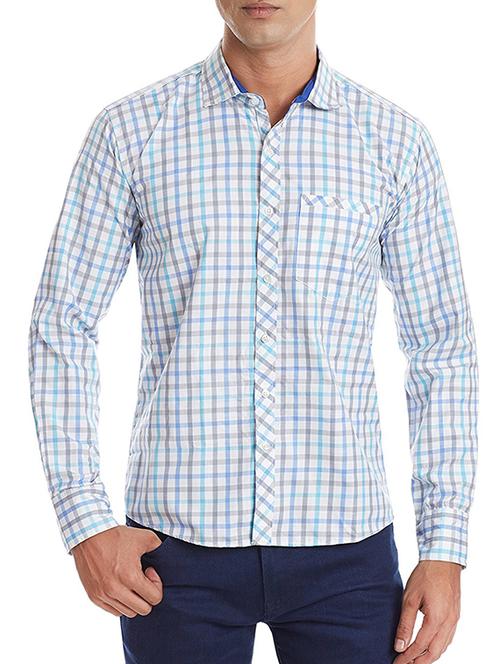 white cotton casual checked shirt - 12811805 - Very Small Image - 1