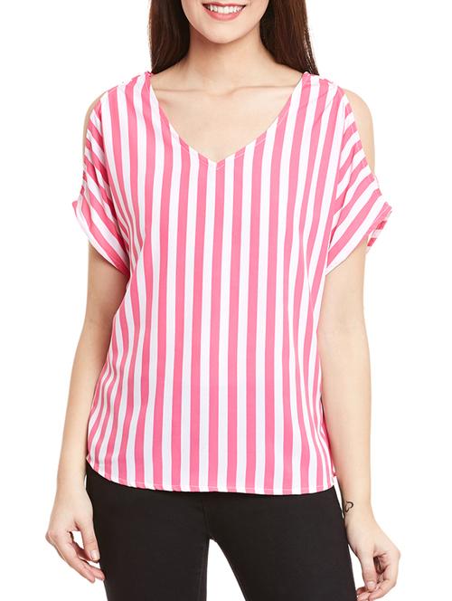 cold shoulder striped top - 12814106 - Very Small Image - 1