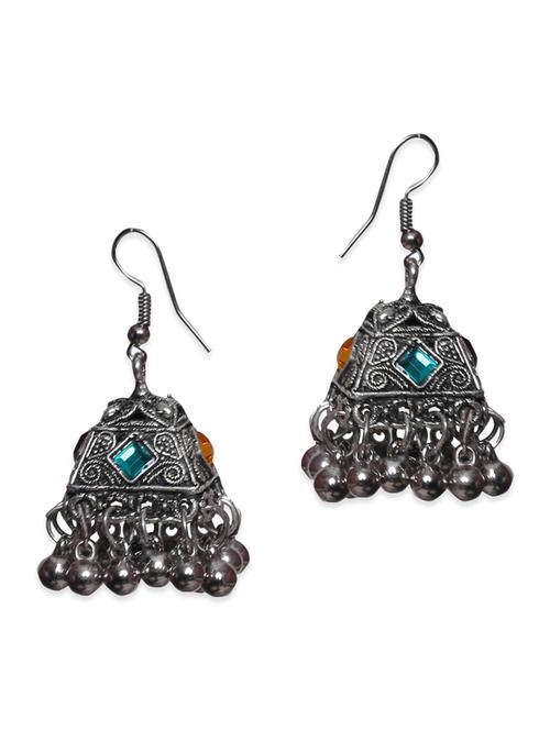 silver metal jhumka earrings - 12814735 - Very Small Image - 1