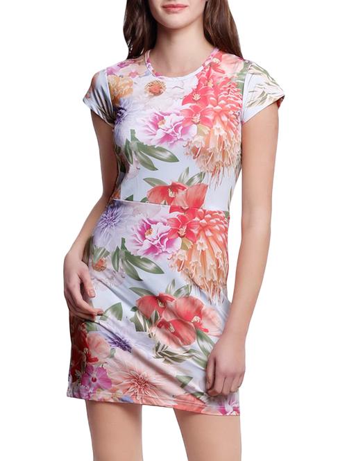 multicolored floral printed spandex dress - 12815451 - Very Small Image - 1