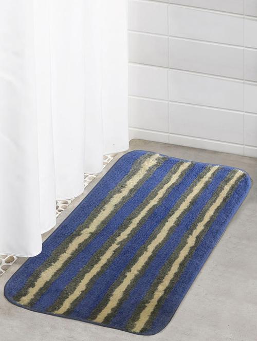 lushomes polyester stripped microfibre small bathmat with rubber backing (single pc) - 12815539 - Very Small Image - 1