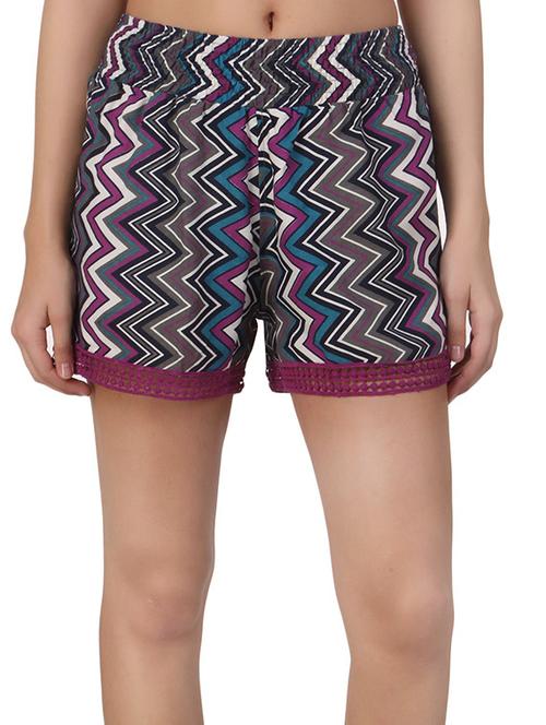 multi colored viscose regular shorts - 12815666 - Very Small Image - 1