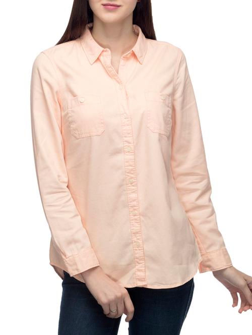 orange cotton regular shirt - 12815784 - Very Small Image - 1
