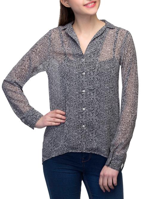 black polyester high low shirt - 12815785 - Very Small Image - 1
