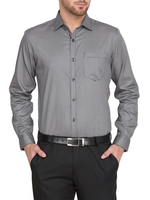 grey cotton formal shirt - 12816079 - Very Small Image - 1