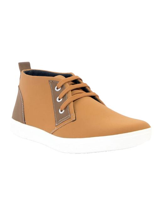 brown leatherette lace up sneaker - 12817336 - Very Small Image - 1