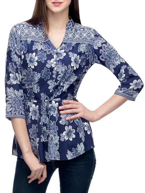 dark blue viscose tunic - 12817356 - Very Small Image - 1
