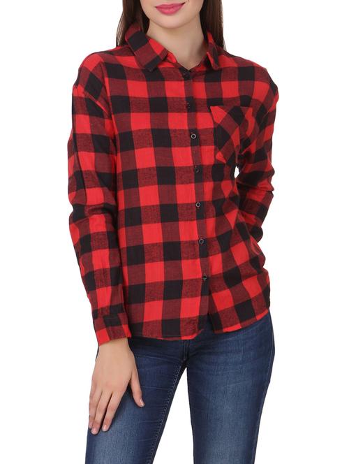 curved hem checkered shirt - 12817371 - Very Small Image - 1