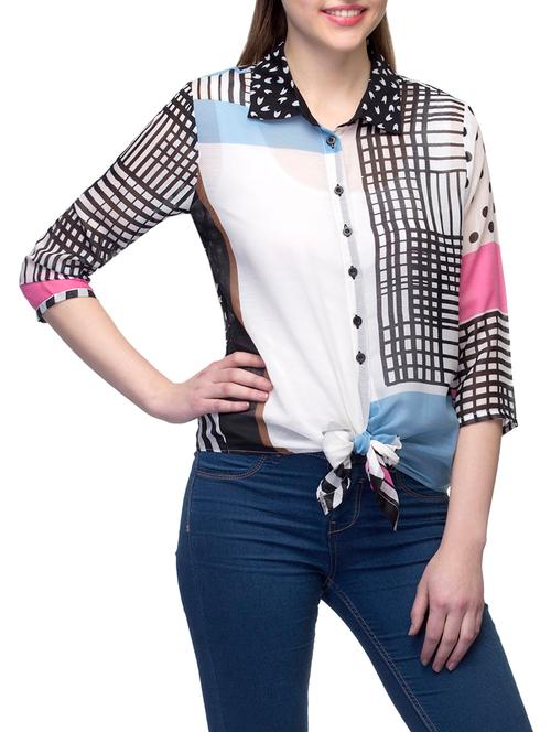 black white polyester shirt - 12817420 - Very Small Image - 1