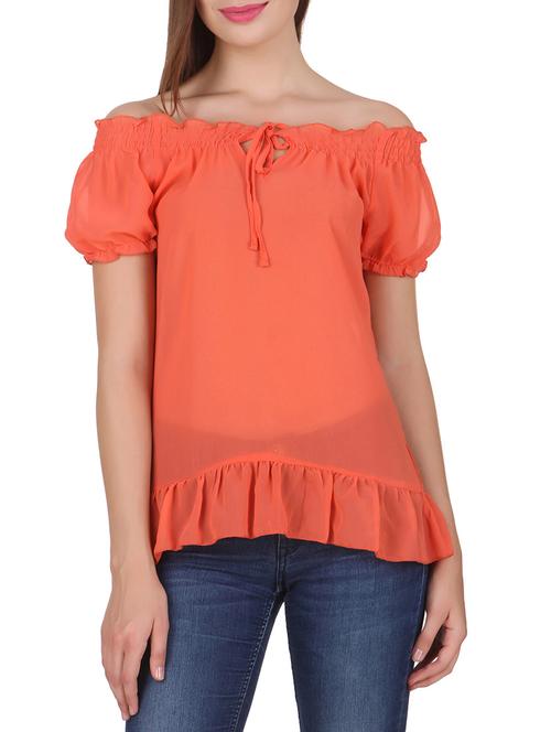 off shoulder solid top - 12817478 - Very Small Image - 1