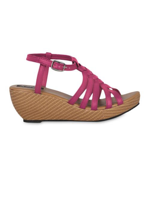pink leatherette medium heel sandals - 1281791 - Very Small Image - 1