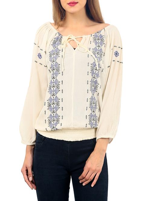 white viscose blouson top - 12817922 - Very Small Image - 1