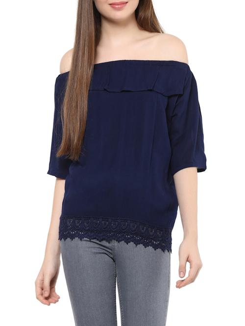 off shoulder solid top - 12818104 - Very Small Image - 1