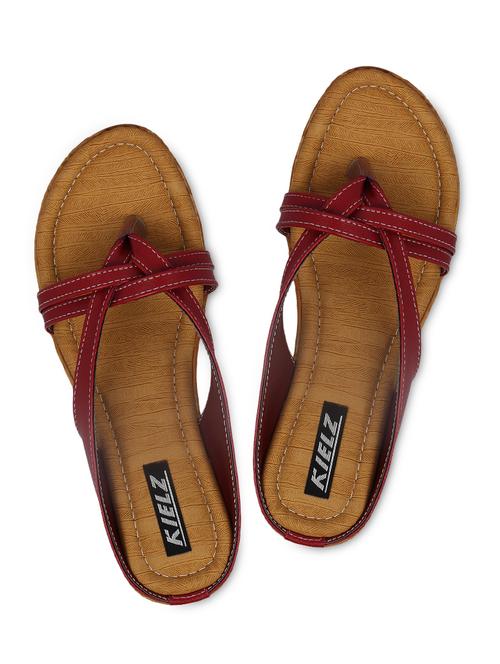red leatherette low heel sandals - 1281821 - Very Small Image - 1