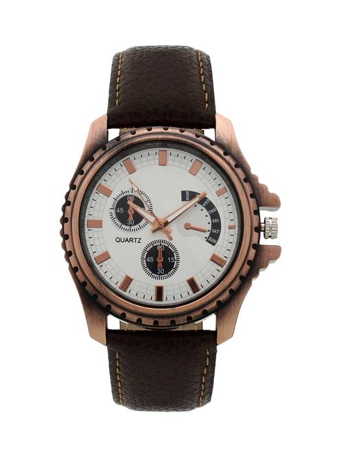 kacey white dail brown analog watch - 12819164 - Very Small Image - 1
