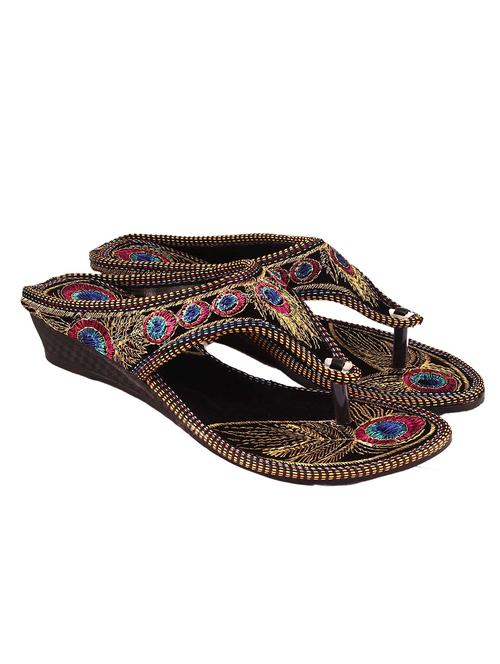 black fabric ethnic sandals - 12819411 - Very Small Image - 1