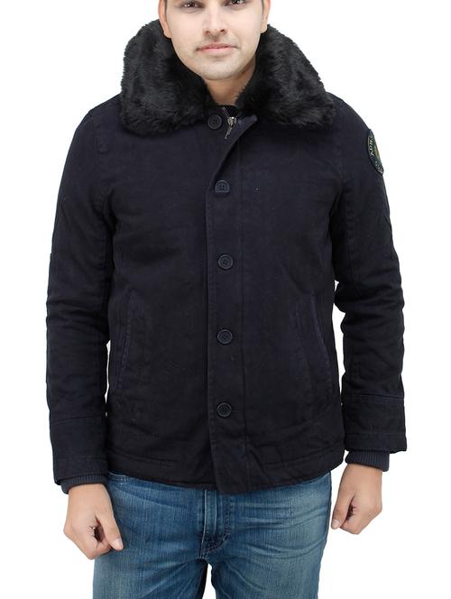navy blue polyester casual jacket - 12819458 - Very Small Image - 1