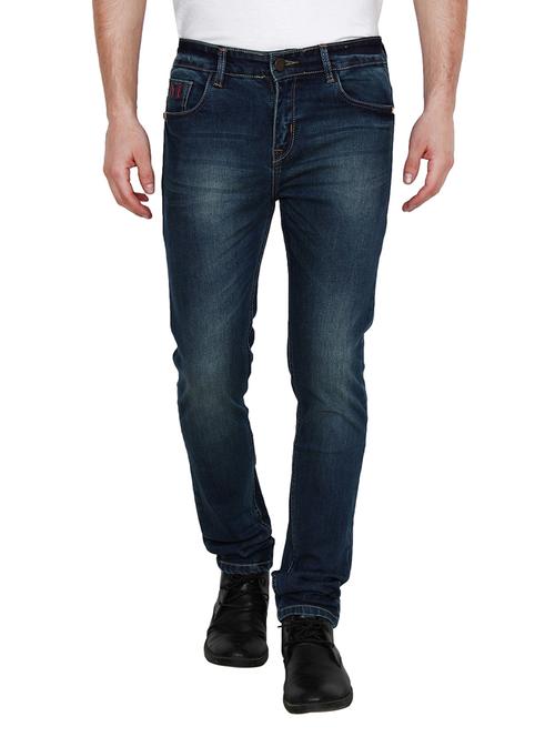 navy blue cotton washed jeans - 12820548 - Very Small Image - 1