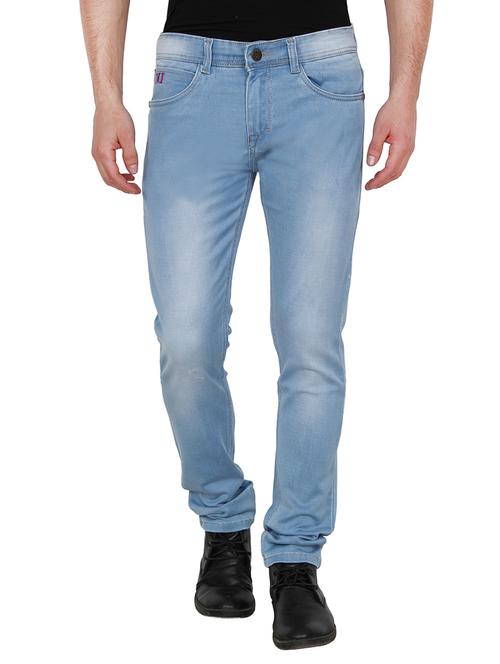 sky blue cotton washed jeans - 12820552 - Very Small Image - 1