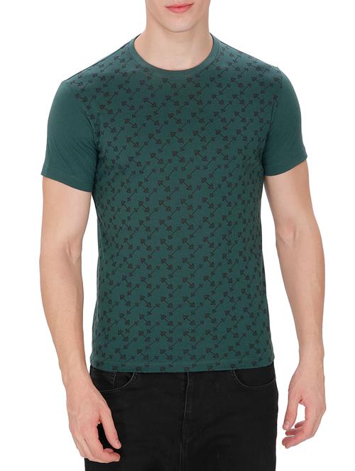 dark green cotton printed t-shirt - 12820989 - Very Small Image - 1