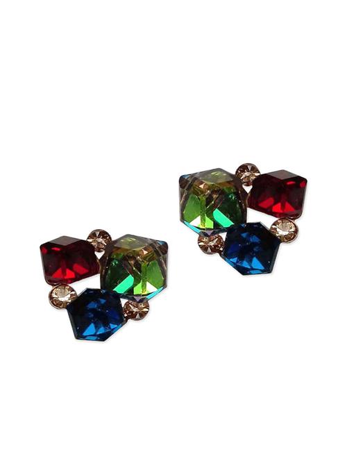 multicolour square cut crystal stud earrings - 12821749 - Very Small Image - 1