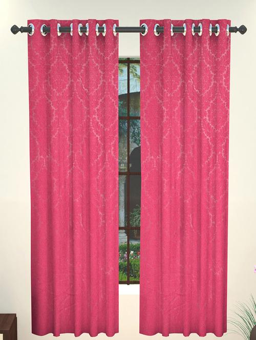 lushomes embossed pink blueberry curtain with 6 plastic eyelets for doors (single pc pack) - 12821845 - Very Small Image - 1