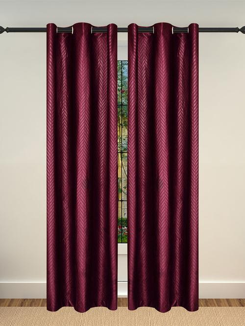 lushomes embossed purple blueberry curtain with 6 plastic eyelets for doors (single pc pack) - 12821850 - Very Small Image - 1