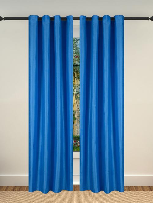lushomes blue art silk door curtain with polyester lining - 12821879 - Very Small Image - 1