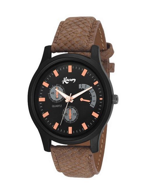 kacey brown & black leather analog watch for men (kis_170) - 12822957 - Very Small Image - 1