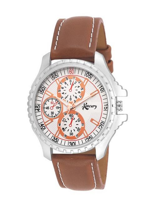 kacey brown & white leather analog watch for men (kis_251) - 12822960 - Very Small Image - 1