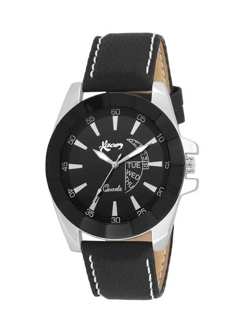kacey black leather analog watch for men (kis_253) - 12822962 - Very Small Image - 1