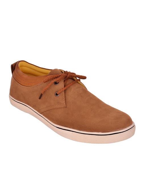 tan leatherette lace up sneaker - 12823323 - Very Small Image - 1