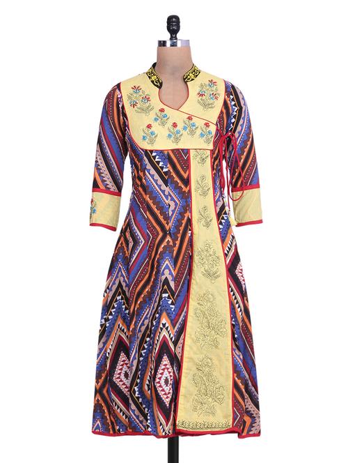 Abstract Printed Multicolor Cotton Anarkali Kurta - 1282404 - Very Small Image - 1