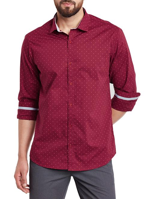red cotton printed casual shirt - 12824078 - Very Small Image - 1
