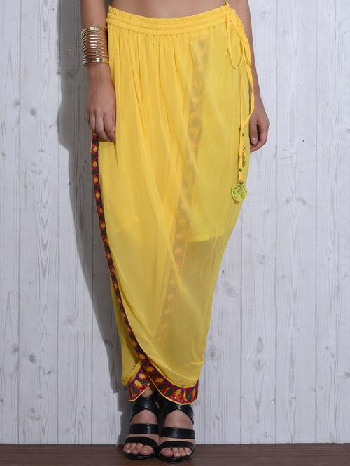 yellow printed poly georgette wrap skirt - 1282487 - Very Small Image - 1