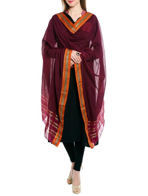 purple cotton ikat dupatta - 12826650 - Very Small Image - 1