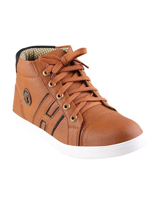 brown leatherette lace up sneaker - 12826991 - Very Small Image - 1