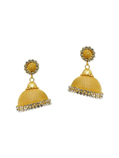 yellow metal jhumki - 12827219 - Very Small Image - 1