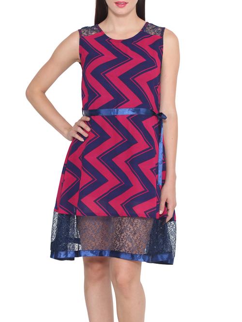 pink georgette belted dress - 12829901 - Very Small Image - 1