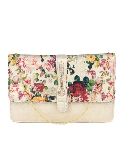 gold synthetic leather clutch - 12829961 - Very Small Image - 1