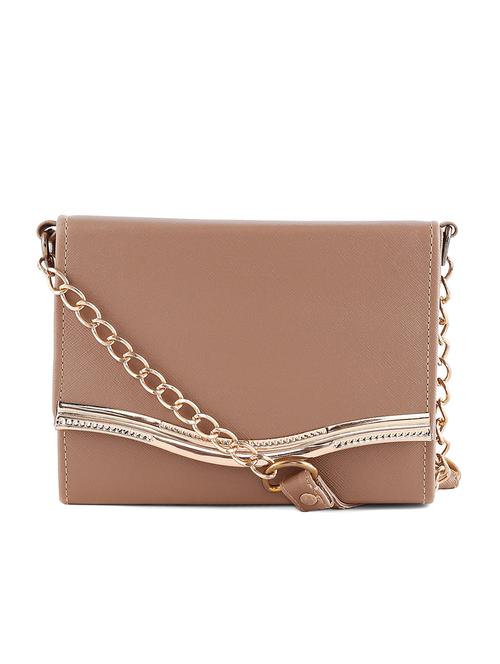 beige synthetic leather sling bag - 12829987 - Very Small Image - 1