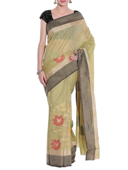 light green banarasi tussar silk saree with blouse - 12830704 - Very Small Image - 1