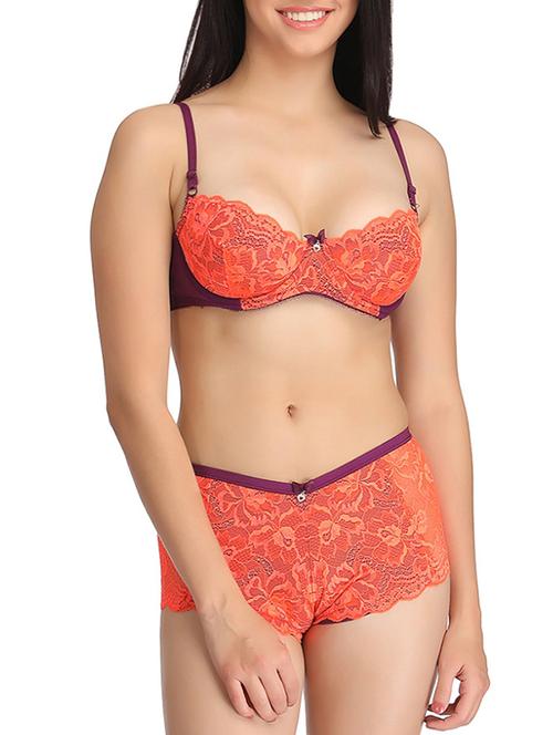 orange net bra and panty set - 12832900 - Very Small Image - 1