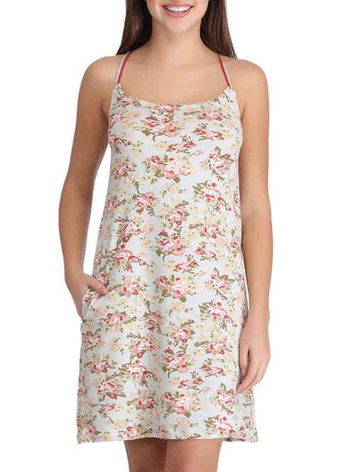 mint green floral printed cotton nighty - 12832968 - Very Small Image - 1