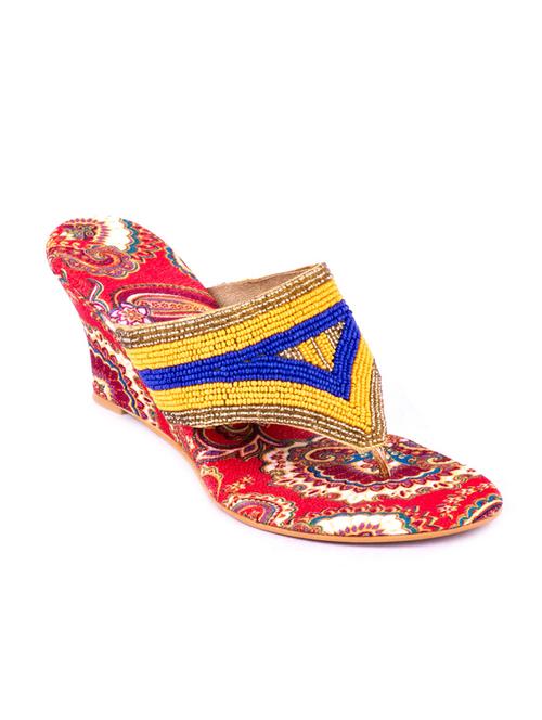 hamlyn grande gold coloured syntheticmade wedge sandal for women's - 12834549 - Very Small Image - 1