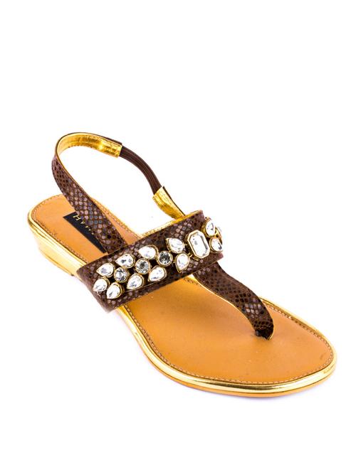 brown leatherette back strap sandals - 12834576 - Very Small Image - 1