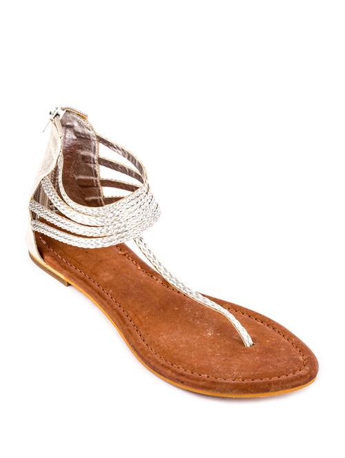 silver leatherette back strap sandals - 12834581 - Very Small Image - 1