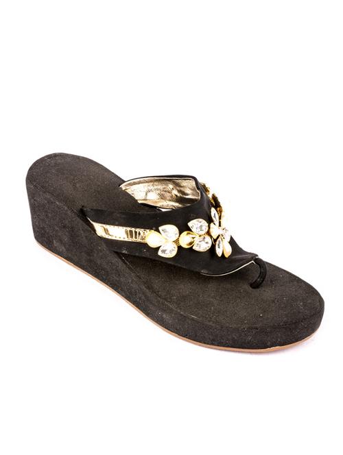 hamlyn grande black coloured syntheticmade wedge sandal for women's - 12834582 - Very Small Image - 1